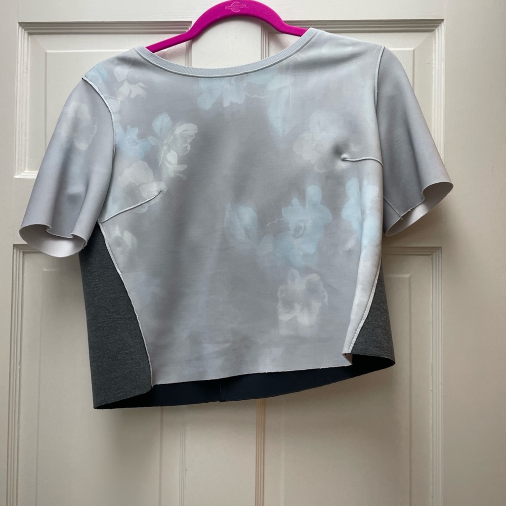 Tahari light blue floral blouse